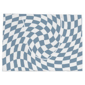 Dusty Blue Wedding Collection Karo überprüft Große Geschenktüte (Rückseite)