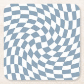 Dusty Blue Wedding Collection Karo überprüft Rechteckiger Pappuntersetzer (Vorderseite)