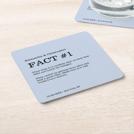 Dusty Blue Wedding Custom Fun Fakt Rechteckiger Pappuntersetzer (angewinkelt)