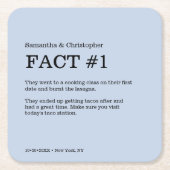 Dusty Blue Wedding Custom Fun Fakt Rechteckiger Pappuntersetzer (Vorderseite)