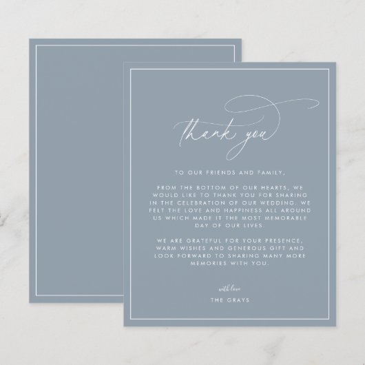 Dusty Blue Wedding Dankeschön Card (Vorne/Hinten)