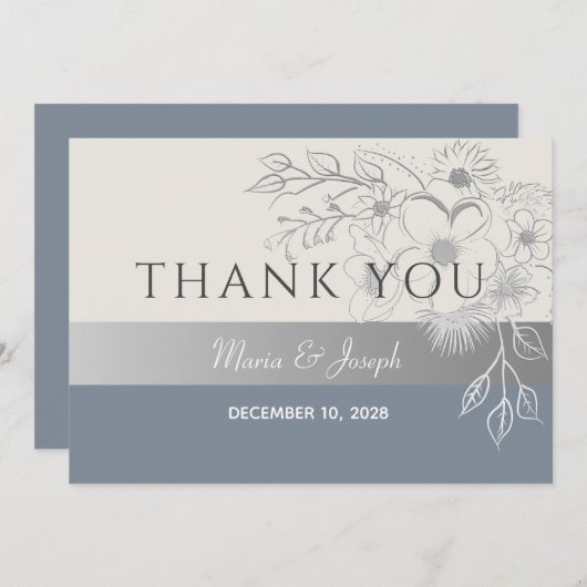 Dusty Blue Wedding Dankeschön Card Dankeskarte (Vorne/Hinten)