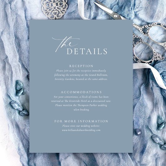 Dusty Blue Wedding Details Card RSVP Karte