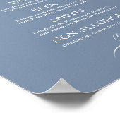 Dusty Blue Wedding Drinks Bar Menu Signatur Poster (Ecke)