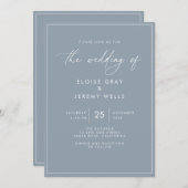 Dusty Blue Wedding Einladung (Vorne/Hinten)