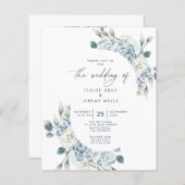 Dusty Blue Wedding Einladung (Vorne/Hinten)