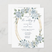 Dusty Blue Wedding Einladung (Vorne/Hinten)