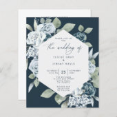 Dusty Blue Wedding Einladung (Vorne/Hinten)