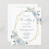 Dusty Blue Wedding Einladung (Vorne/Hinten)