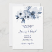 Dusty Blue Wedding Einladung (Vorderseite)