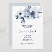 Dusty Blue Wedding Einladung (Vorne/Hinten)