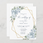 Dusty Blue Wedding Einladung (Vorne/Hinten)