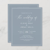 Dusty Blue Wedding Einladung (Vorne/Hinten)