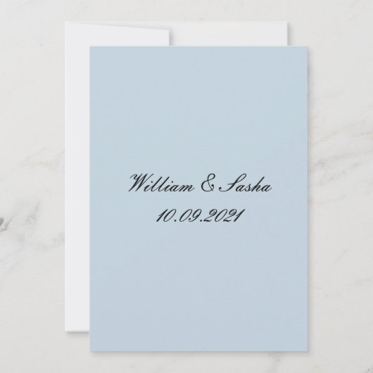 Dusty Blue Wedding Einladung (Rückseite)