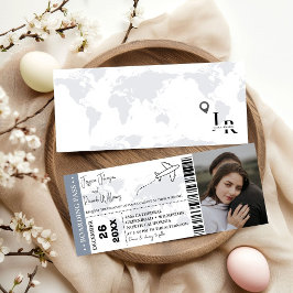 Dusty Blue Wedding Einladung Boarding Pass Ticket