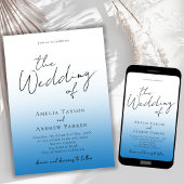 Dusty Blue Wedding Einladung Foto QR Code