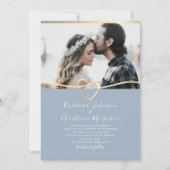 Dusty Blue Wedding Einladung mit Foto (Vorderseite)