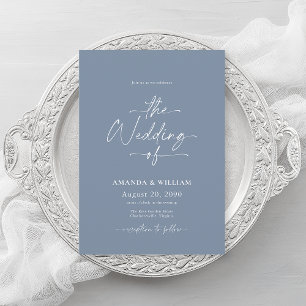 Dusty Blue Wedding Einladung mit QR Code