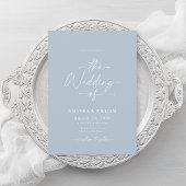 Dusty Blue Wedding Einladung mit QR Code