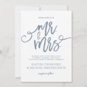 Dusty Blue Wedding Einladung | Pinselschrift (Vorderseite)