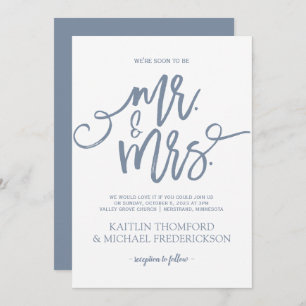 Dusty Blue Wedding Einladung Pinselschrift