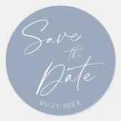 Dusty Blue Wedding Einladung Rücksendeadresse Runder Aufkleber (Vorderseite)