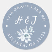 Dusty Blue Wedding Einladung Rücksendeadresse Runder Aufkleber (Vorderseite)