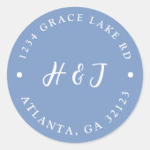 Dusty Blue Wedding Einladung Rücksendeadresse Runder Aufkleber (Vorderseite)