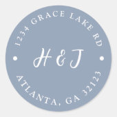 Dusty Blue Wedding Einladung Rücksendeadresse Runder Aufkleber (Vorderseite)