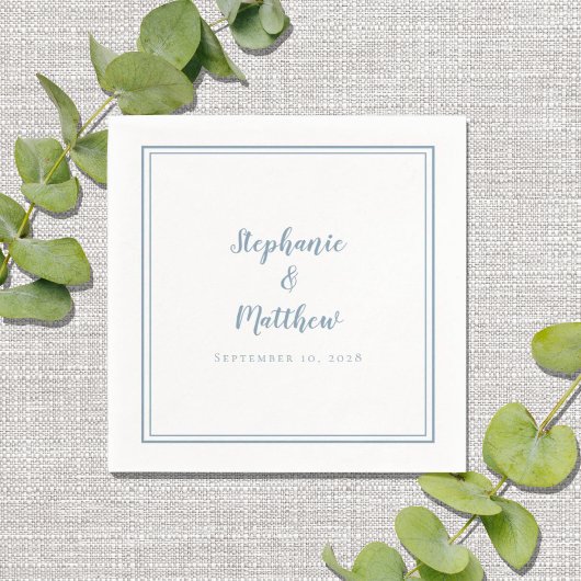 Dusty Blue Wedding Elegant Simple Modern Empfang Serviette