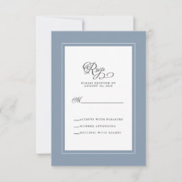 Dusty Blue Wedding Elegante Calligrafy Enclosure RSVP Karte