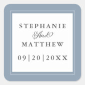 Dusty Blue Wedding Elegante Calligraphy Chic Fevor Quadratischer Aufkleber (Vorderseite)