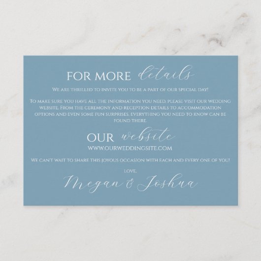 Dusty Blue Wedding Enclosure Card Begleitkarte (Vorderseite)