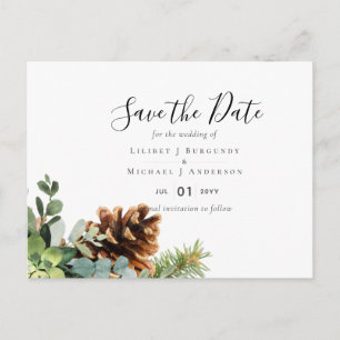 Dusty Blue Wedding Eukalyptus Greenerity Budget Postkarte