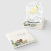 Dusty Blue Wedding Eukalyptus Greenerity Budget Steinuntersetzer (Seitenansicht)