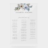 Dusty Blue Wedding Floral Alphabetical Seating Acrylschild (Vorderseite)