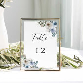 Dusty Blue Wedding Floral Elegant Simple Tischnummer