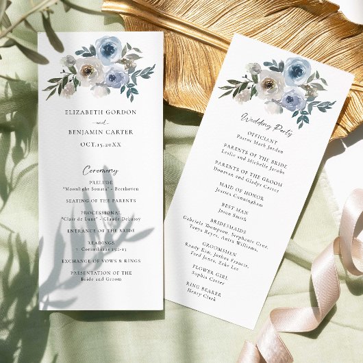 Dusty Blue Wedding Floral Elegantes Programmskript