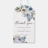 Dusty Blue Wedding Floral Elegantes Script Rustic Geschenkanhänger (Vorderseite)