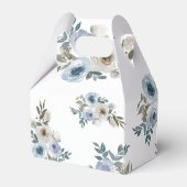 Dusty Blue Wedding Floral Elegantes Script Rustic Geschenkschachtel (Rückseite)