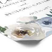 Dusty Blue Wedding Floral Willkommen Elegant Poster (Ecke)