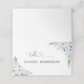 Dusty Blue Wedding Folded Place Card Platzkarte (Außenseite Aufgefaltet)