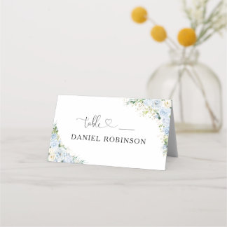 Dusty Blue Wedding Folded Place Card Platzkarte