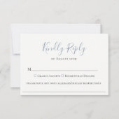 Dusty Blue Wedding Food Allergy RSVP Card (Vorderseite)