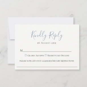 Dusty Blue Wedding Food Allergy RSVP Card Karte