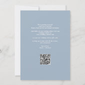 Dusty Blue Wedding Foto Elegantes Script QR Code Save The Date (Rückseite)