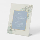 Dusty Blue Wedding Foto Gäestbook Sockelschild (Vorderseite)