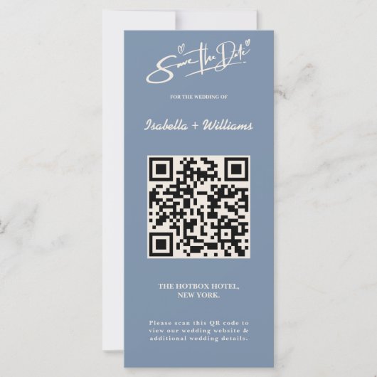 Dusty Blue Wedding Foto QR Code Elegant (Vorderseite)