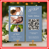 Dusty Blue Wedding Foto QR Code Elegant