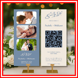 Dusty Blue Wedding Foto QR Code Elegant